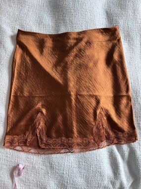 Rust Satin Slip Skirt
